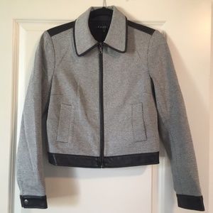 Theory Knit Leather Trim Moto Jacket